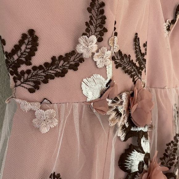 Dress The Population Women's Nellie Floral Embroidered Fit & Flare Dress Mauve - Picture 11 of 16